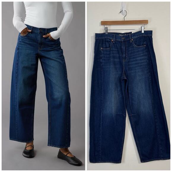 American Eagle Outfitters Denim - NWT American Eagle Strigid Dreamy Drape Barrel Jeans Size 12 /31W Dark Indigo